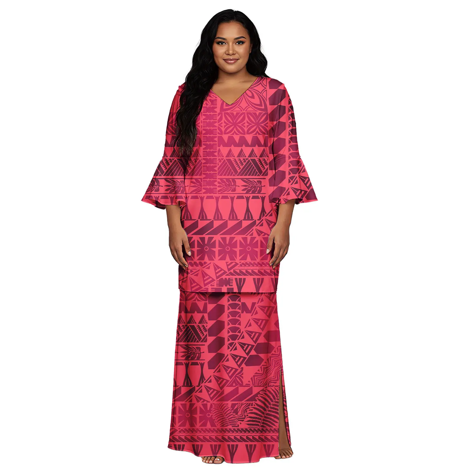 Top da donna e gonne lunghe Set da 2 pezzi Abito stile isola del Pacifico Personalizzato Abiti da ballo per feste Samoani Puletasi Tonga Puletaha