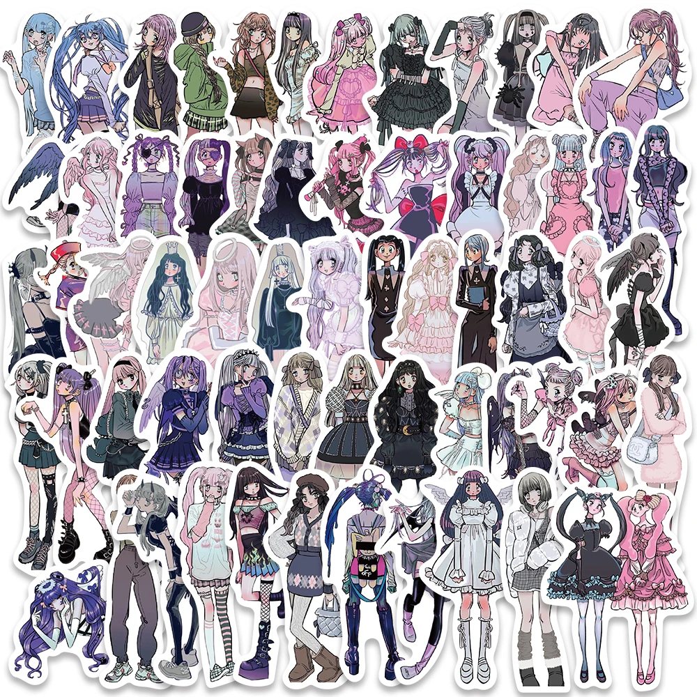 60/123PCS Y2K Domi Lolita Girls Gothic Pink Stickers Cute Anime Aesthetic Decals Phone Case Laptop Stationery Car Toy Sticker