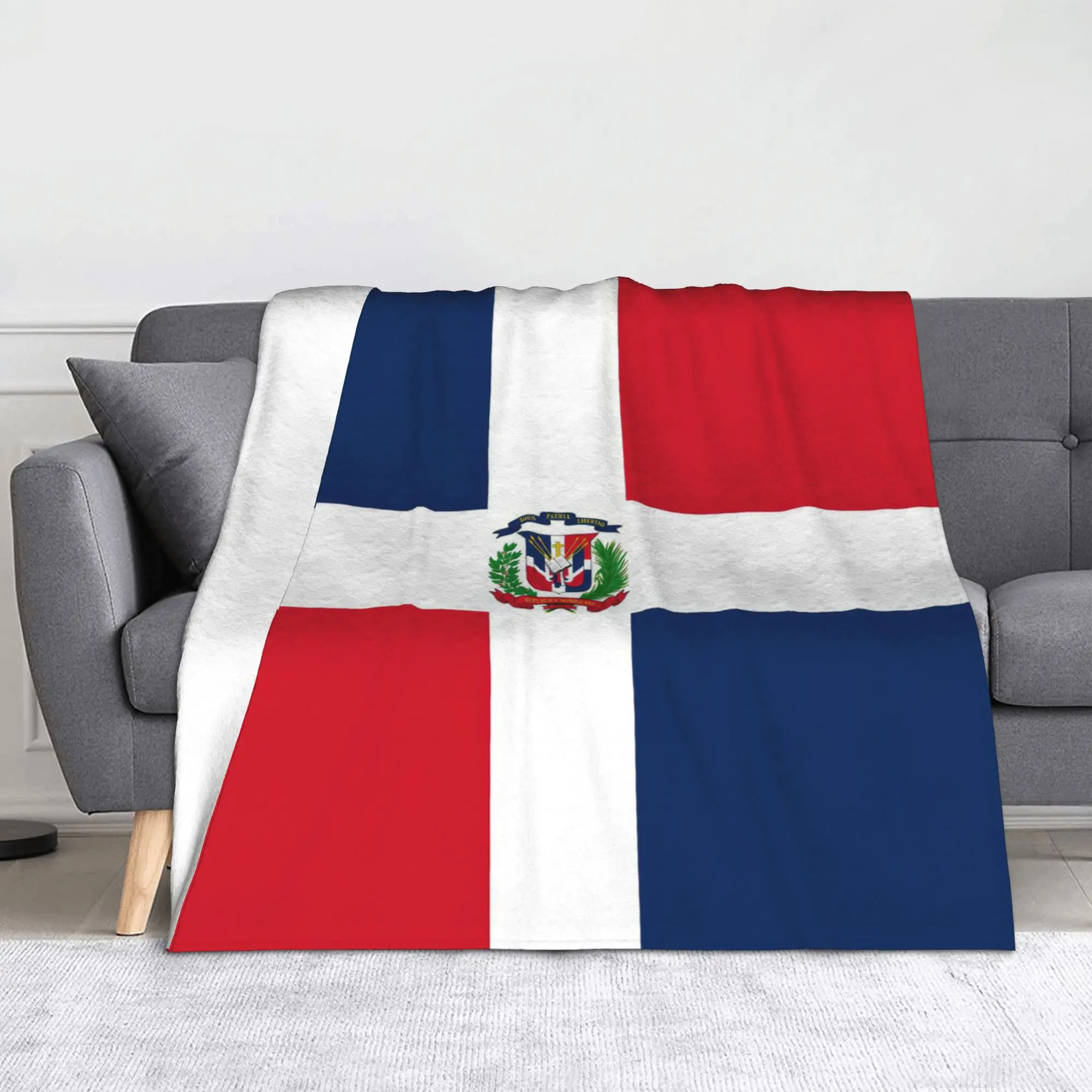 Dominican Republic Dominica Flag Blanket Fleece Spring/Autumn  Breathable Super Warm Throw Blankets for Home Couch Bedspreads