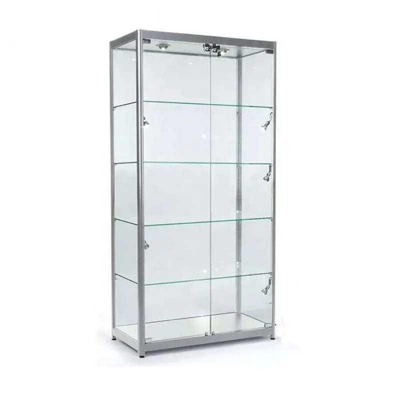 2025 customized.72 inch high glass showcase retail shop led smoke shop showcase