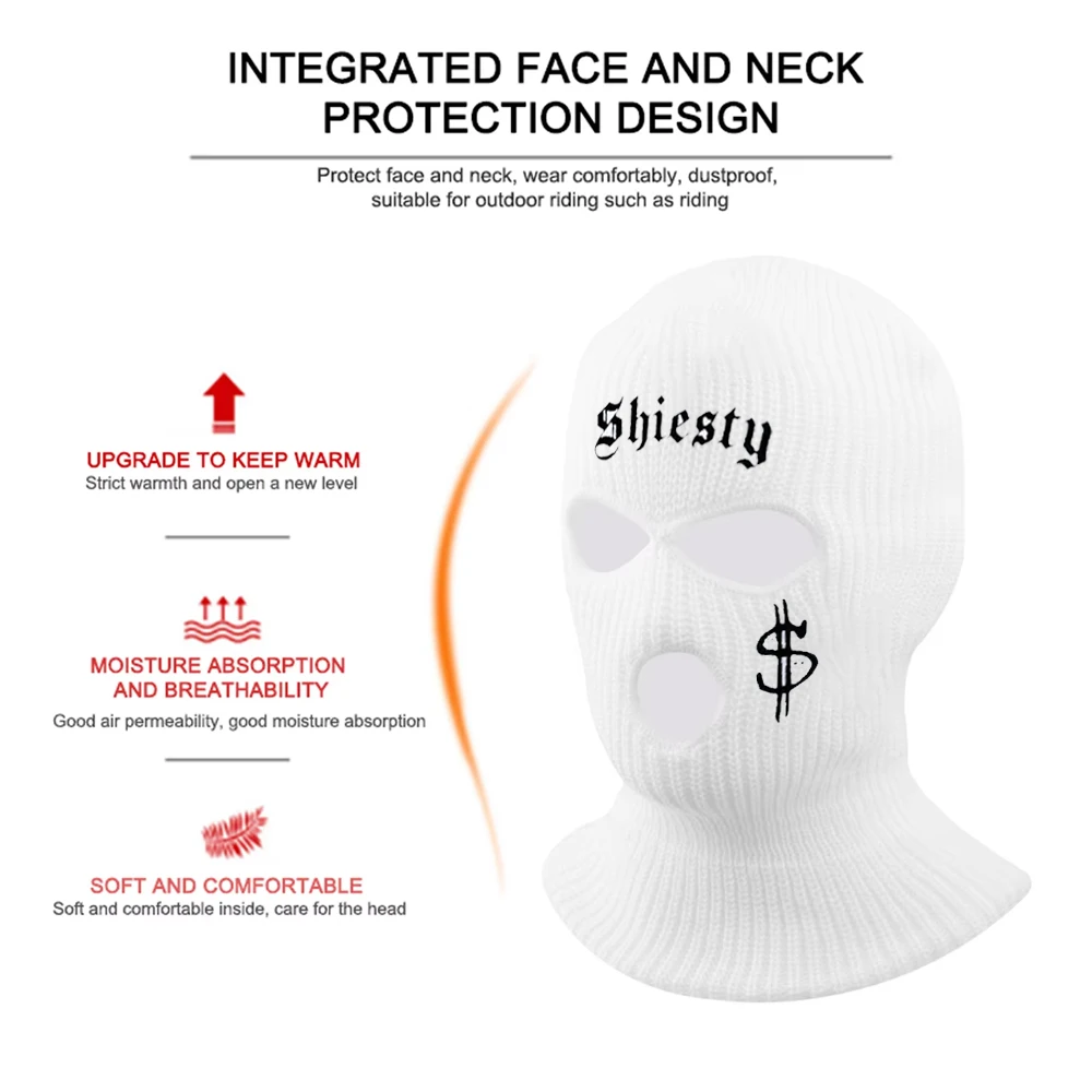 قناع تزلج بالاكلافا بثلاث فتحات للخريف/الشتاء، قناع رياضي دافئ لركوب الدراجات، قناع وجه كامل لحماية الأذن، قبعة بيني محبوكة، هدايا الهالوين #3