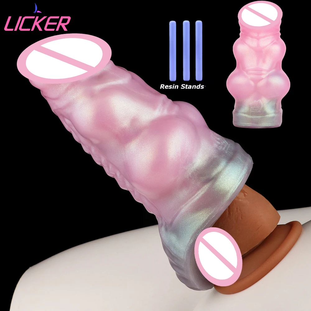 LICKER Silicone Animal Penis Sheath For Male Cock Enlargement With Erection Aid Stent Sex Toys For Men 18+ Pleasure Erotic Toy