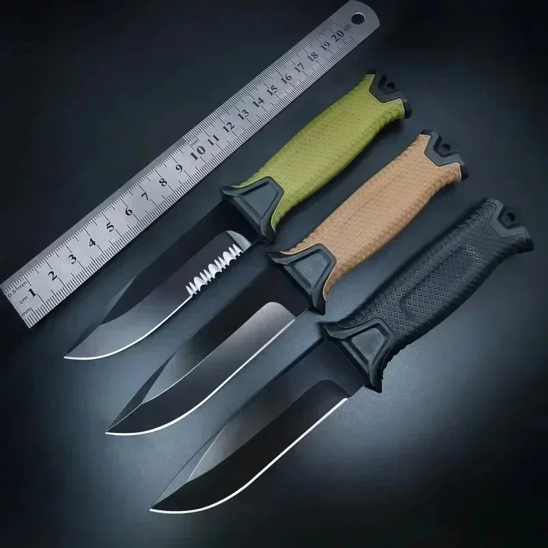 New Outdoor Jungle Tactical Straight Knife, Portable Self-Defense Survival Knife with K Sheath, Sharp Camping Pocket Knife