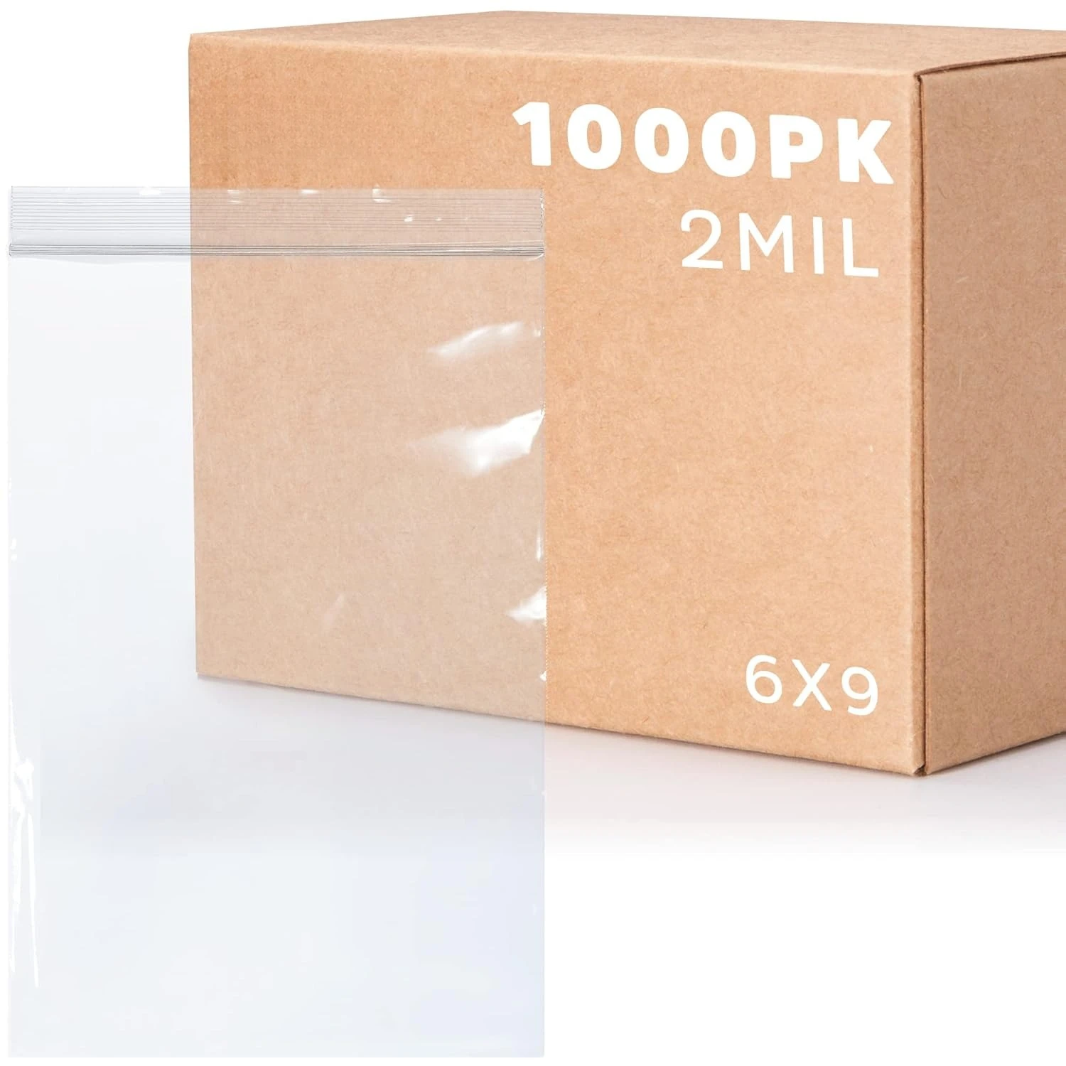 

Clear Plastic Reclosable Zip Bags- Bulk GPI Case of 1000 6" X 9" 2 Mil Thick Strong & Durable Poly Baggies with Resealable Zip