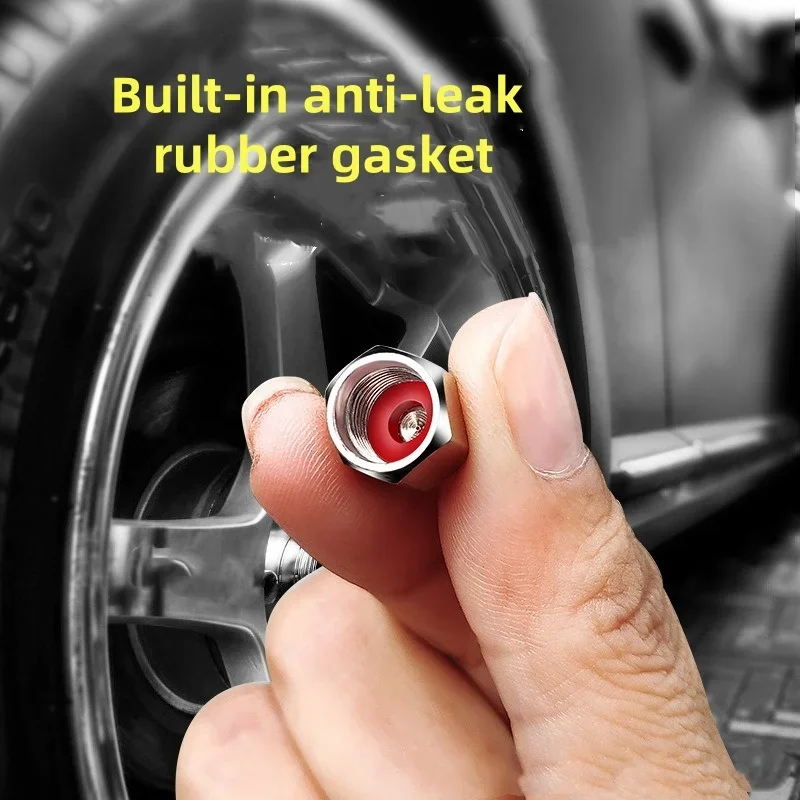 6pcs Anti Theft Metal Tire Valve Cap Valve Core Sleeve Personalized Modification Car Tire Cap Suitable for All Vehicle Models