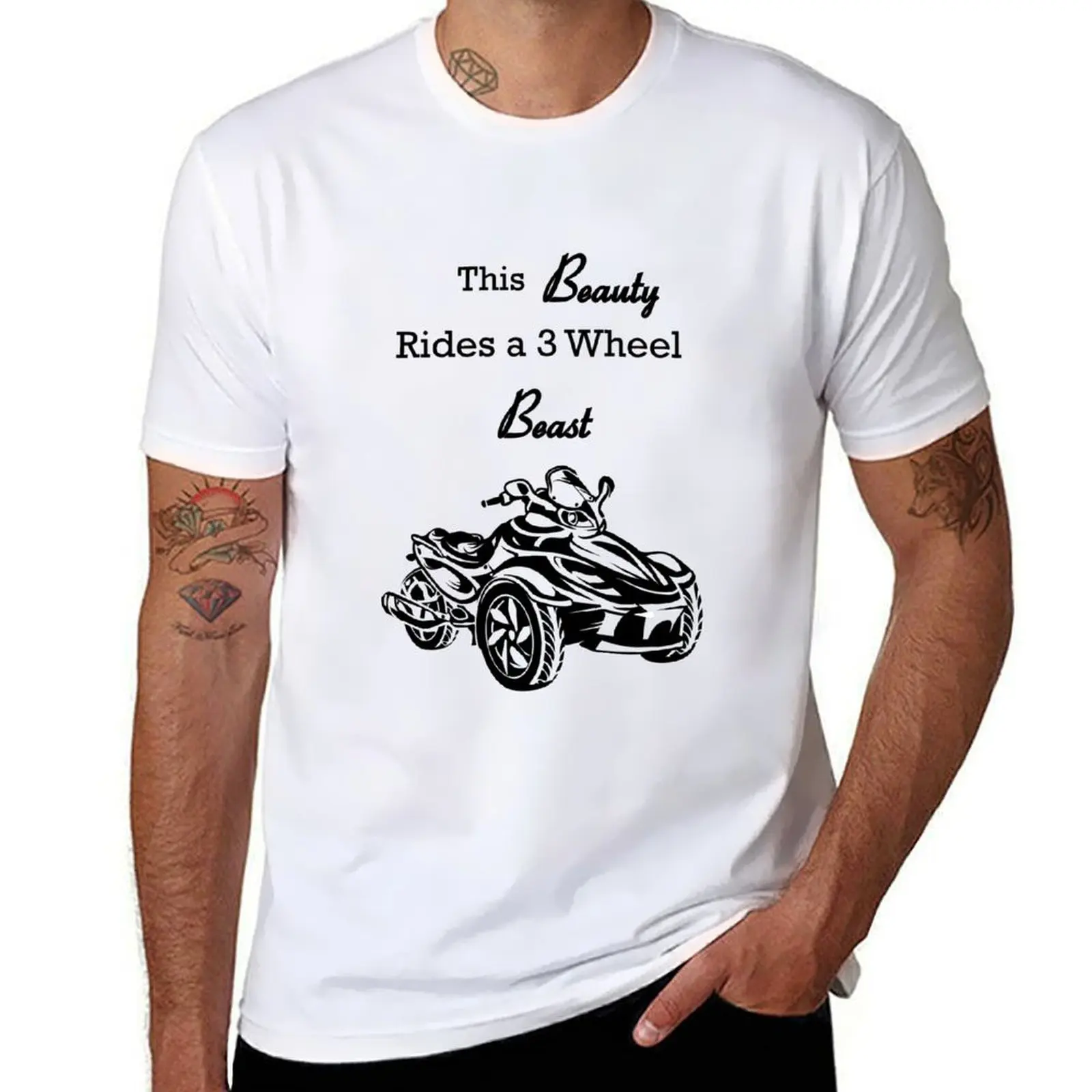 

This Beauty Rides a 3 Wheel Beast T-Shirt t shirt man plain t shirts for man cotton soft T-Shirt