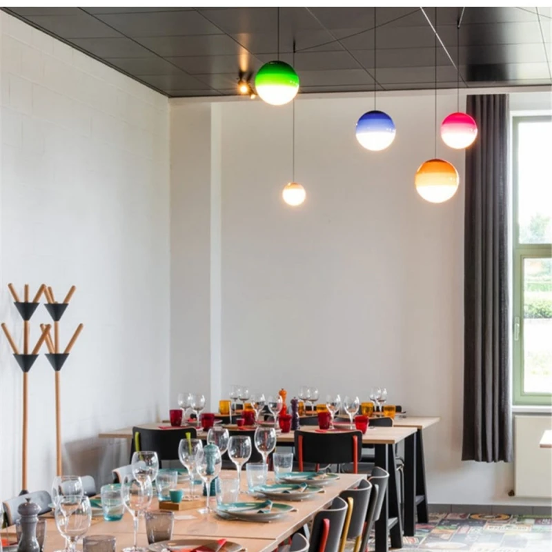 Moderne Creatieve Gekleurde Glazen Bal Led Kroonluchter Restaurant Woonkamer Slaapkamer Hotel Kunst Hanglamp Home Decor Verlichtingsarmatuur