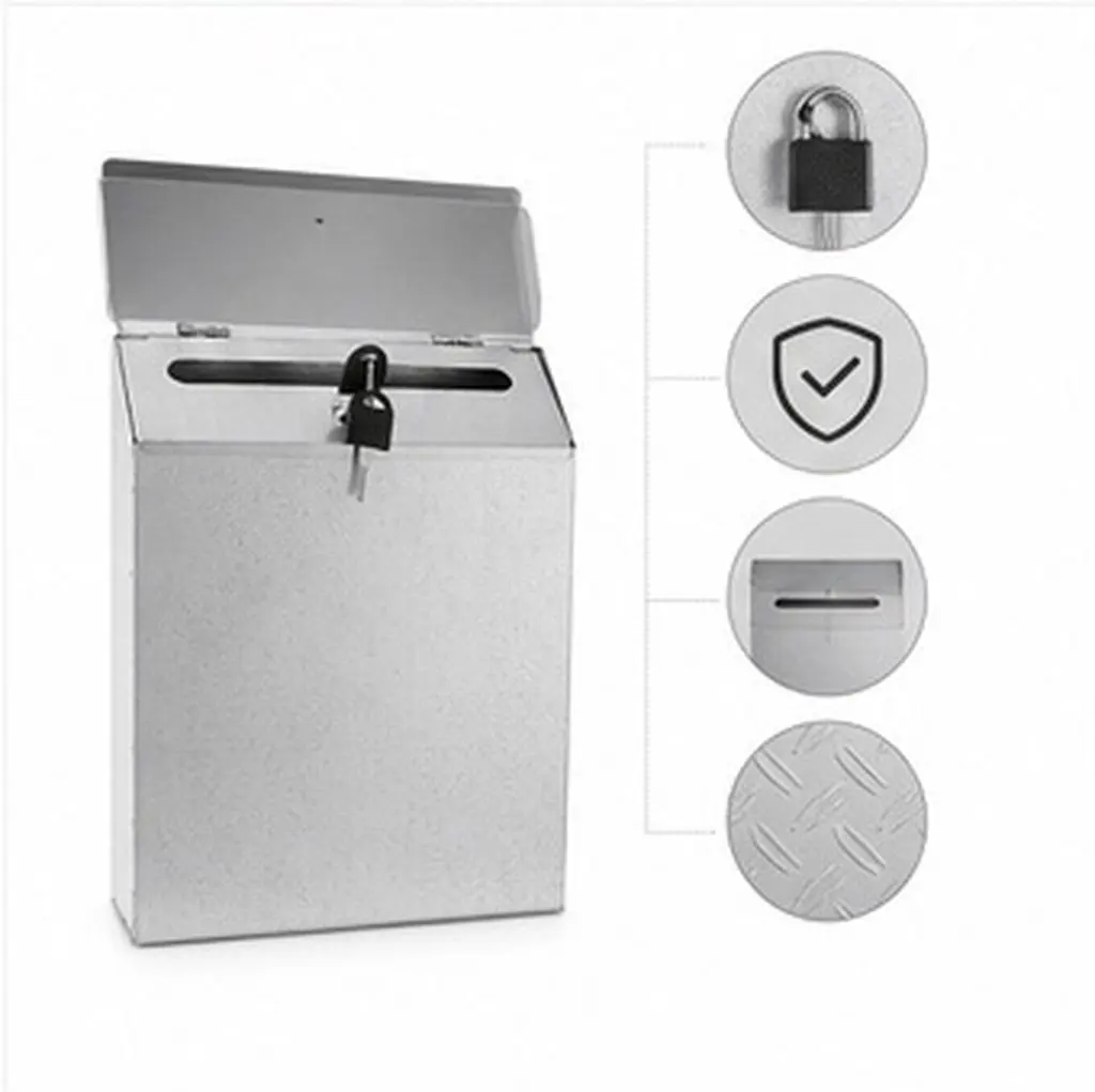 Iron Suggestion Box Vintage Mailbox Lockable Wall Mount Secure for Outdoor Home Office Key Drop Vintage Mailbox Wall Mount