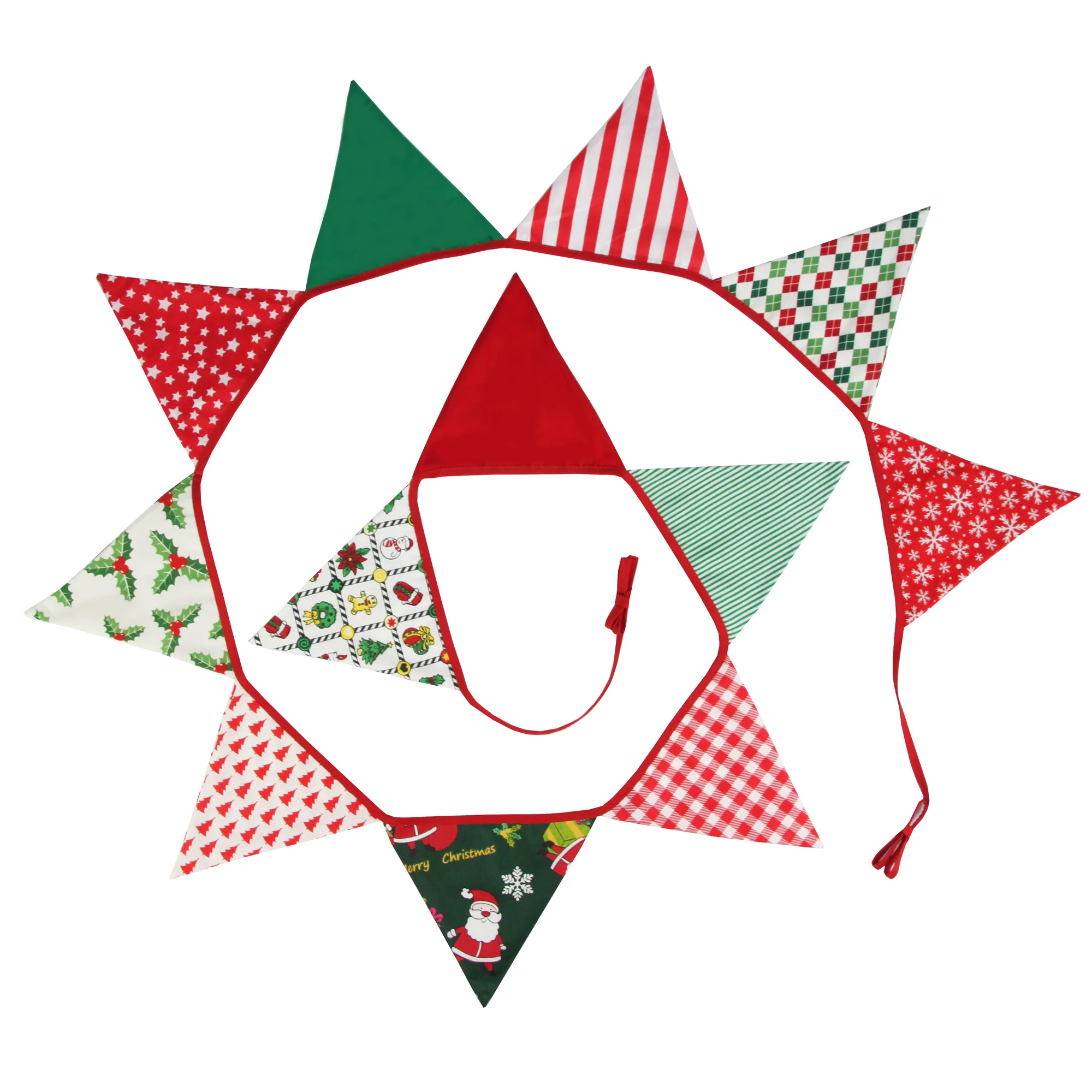 3.2M Christmas Halloween Thanksgiving Fabric Bunting 12 Pennant Flags Party Decor Banner Home Baby Shower Carnival Garland