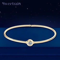 0.5CT Moissanite Bangle Bracelet 18K Gold Plated 925 Sterling Silver Classic Bangle Bezel Set Diamond Bracelet for Women Gifts