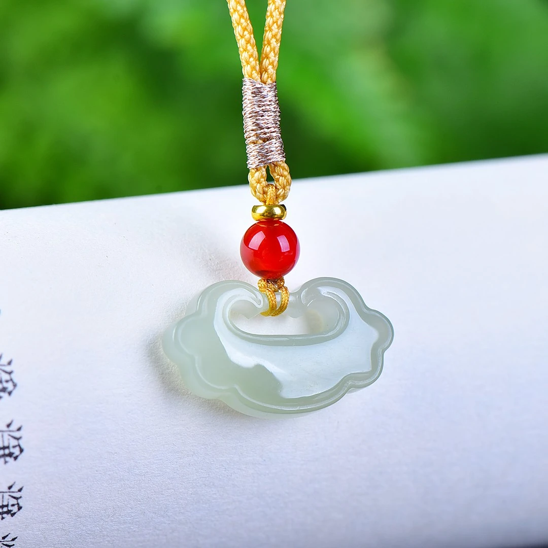 25mm China Nephrite Stone Certified Jade Cloud Lock Pendant Necklace Women Fine Jewelry Natural Hetian Jade Lucky Charm Amulet - view 3