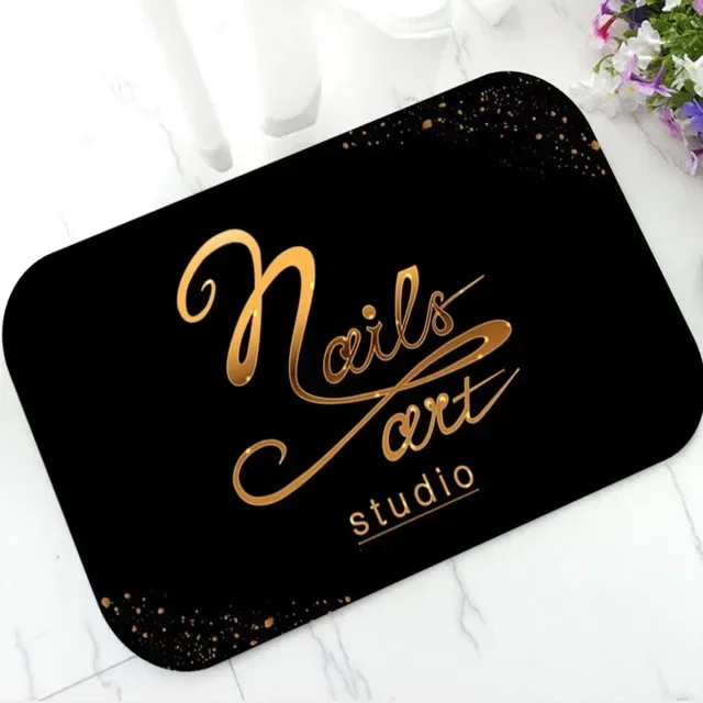 Gold Nail Salon Makeup Entrance Doormat Home Decoration Beauty Nails Salon Bedroom Floor Mat Black White Striped Rugs