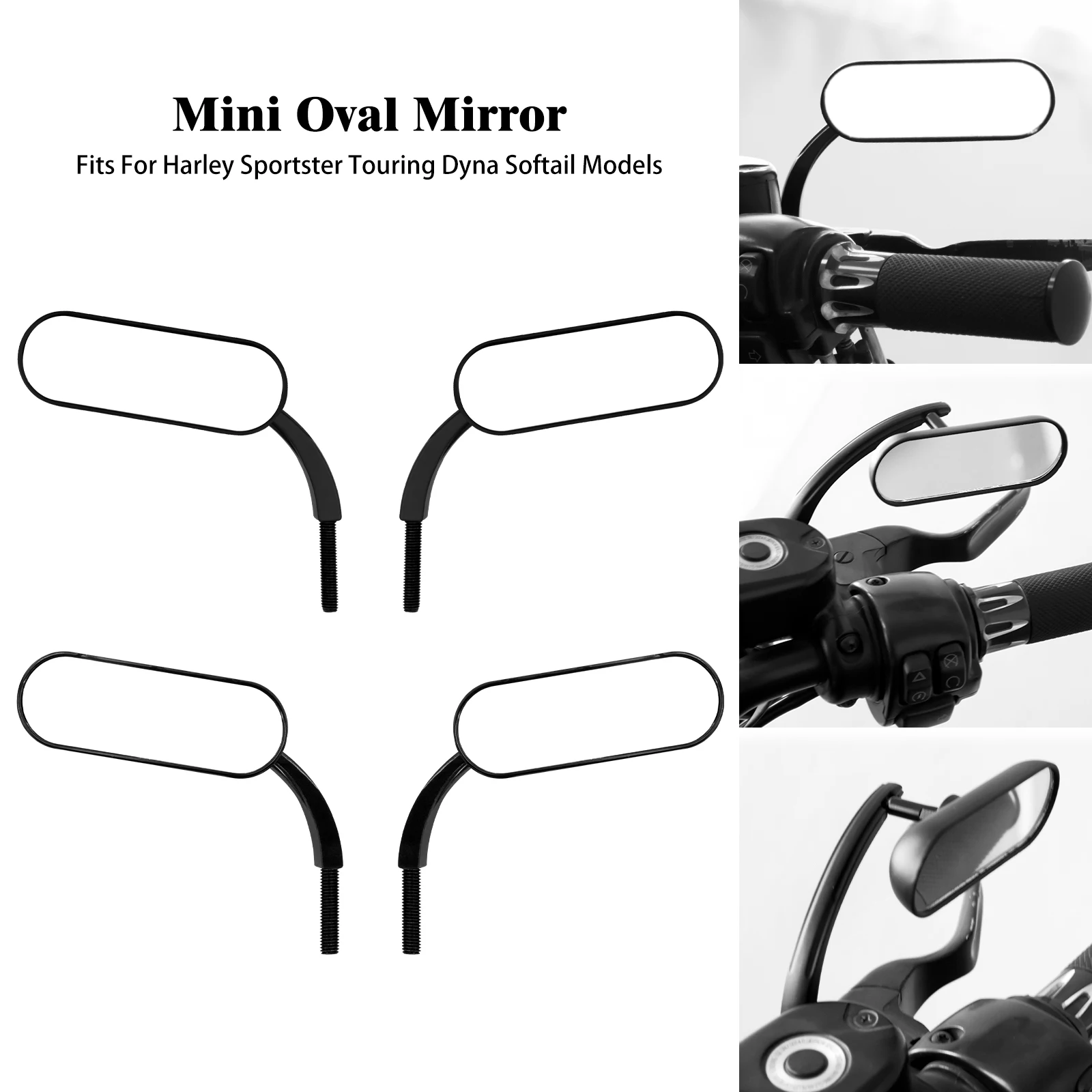 Motorcycle Universal Oval Rear View Side Mirror For Harley Touring Sportster XL Dyna Road Electra Glide Fatboy Softail For BMW