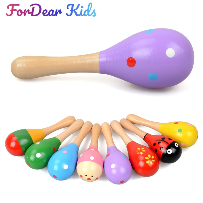 1pc Baby Kid Wooden Ball Toy Sand Hammer Rattle Musical Instrument Percussion Infant Dropshipping Support