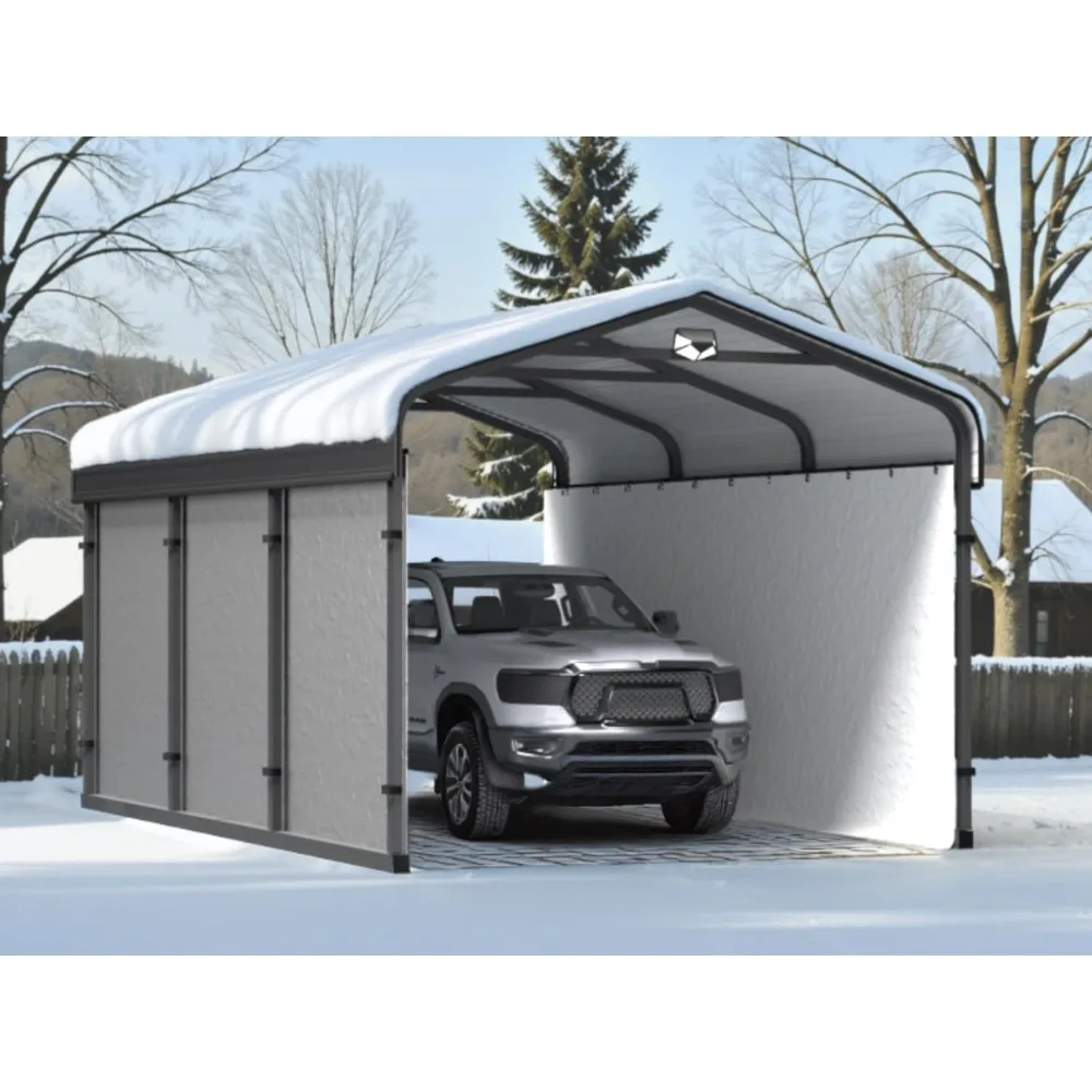 

Metal Carport,Carports 10x15 Heavy Duty,Car Tent Garage with Galvanized Metal Roof,Car Port Kits for Snow,Outdoor Car Shelter