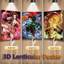 Demon Slayer Kamado Nezuko Kamado Tanjirou Agatsuma Zenitsu Anime 3D Motion Lenticular Posters For Room Decor (Without Frame)