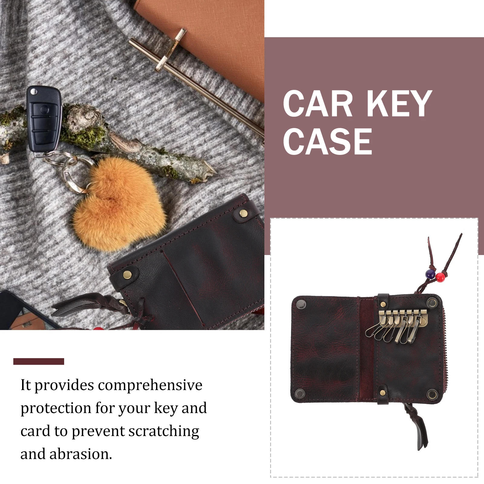 Case Driving Licence Bag Zipper Key Pouch Storage Coffee Protect Scratch Key Bag Household