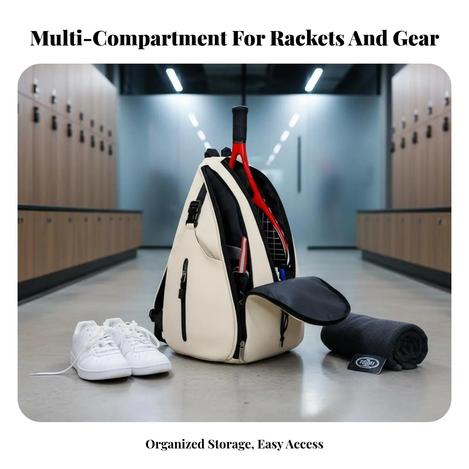 Durable Tennis Crossbody Bag Water Resistant Racket Case with Front Zipper Pocket Pickleball Backpack for Travel Training Gear
