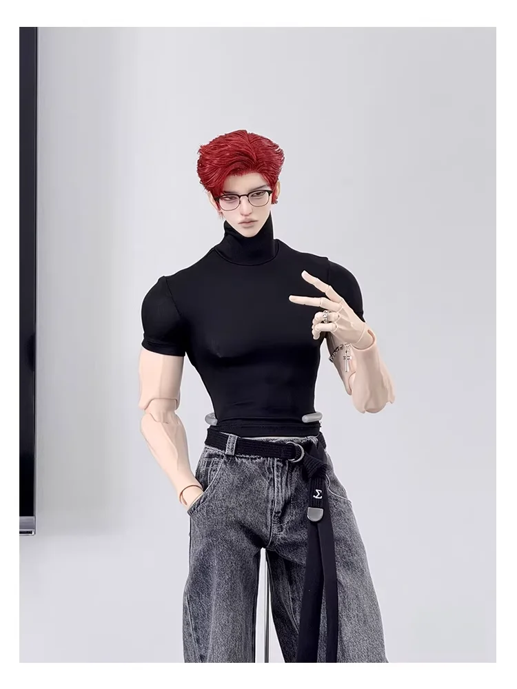 Doll Clothes For 73cm 75cm 77cm Dolls Black White High-neck Short-sleeved T-shirt (Only Sweater No Doll No T-shirt)