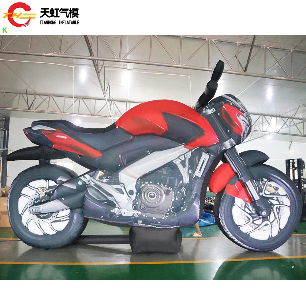 Modelo de motocicleta inflável gigante feito sob medida, grande réplica de bicicleta com motor inflável personalizado
