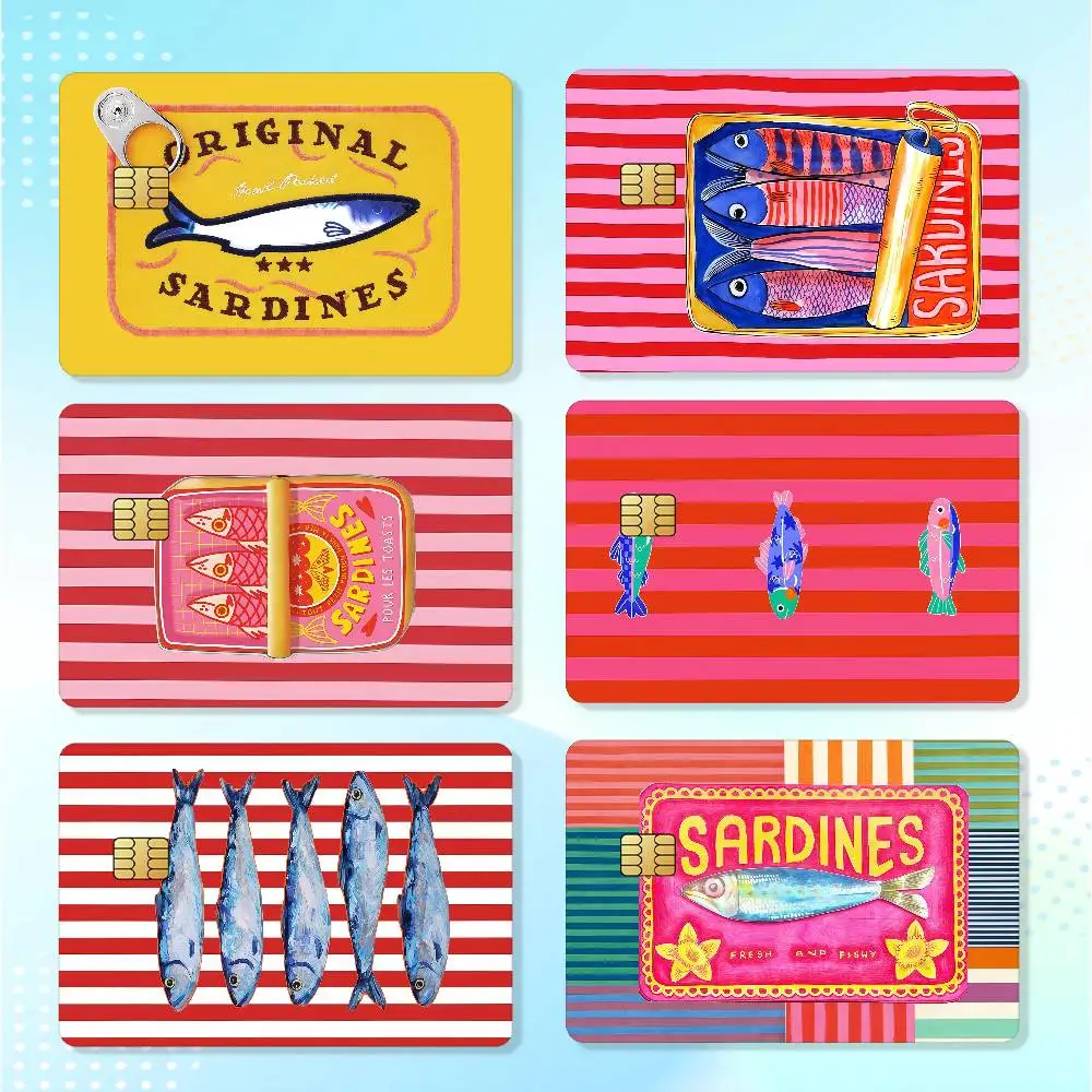 Sardine Fish Matte Card Stickers For Credit Cards Debit Cards And Transit Cards 4Pcs