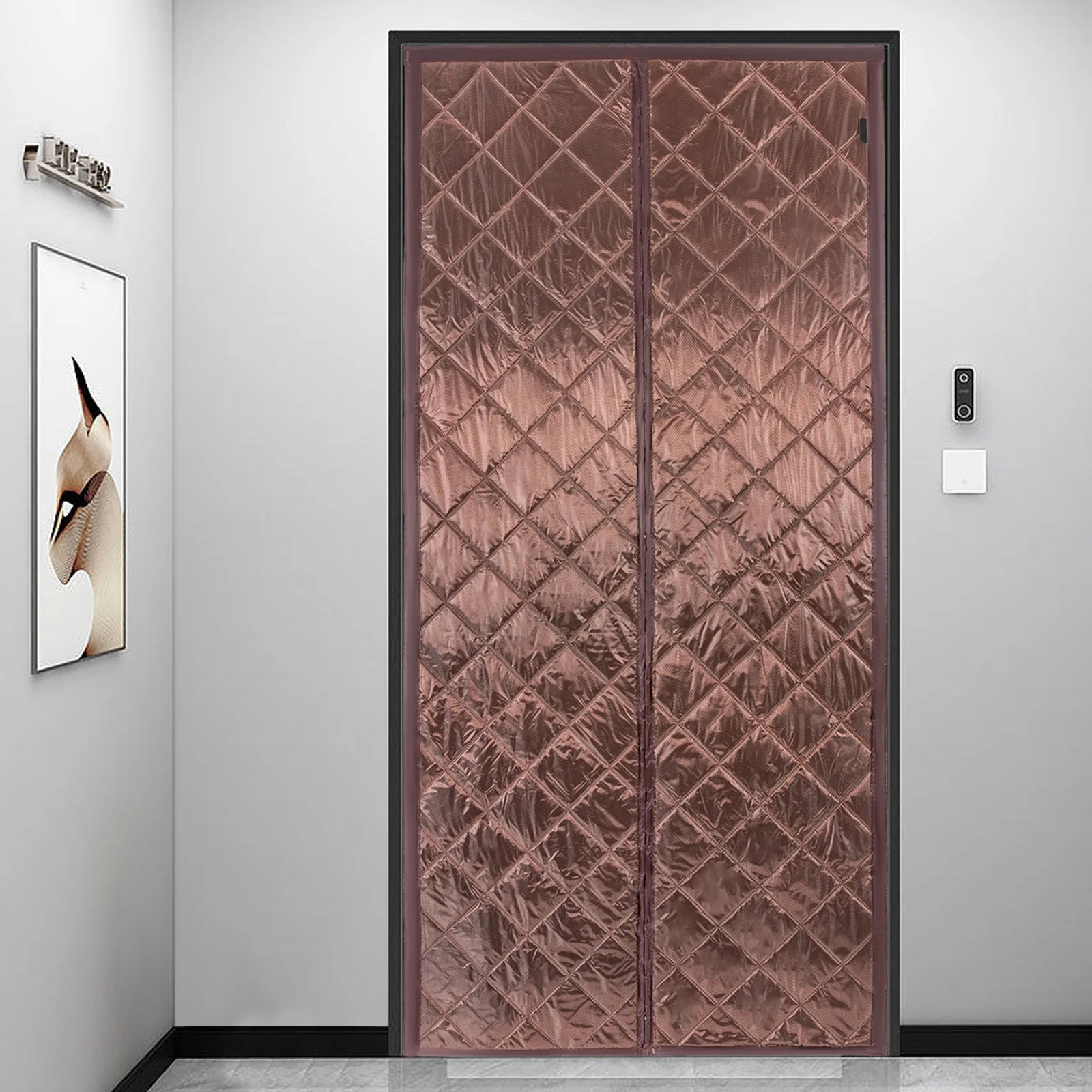 

Magnetic Thermal Insulated Door Curtain, 39.37*82.68in Waterproof Door Covers with Practical Hooks for Balcony, Bedroom, Kitchen