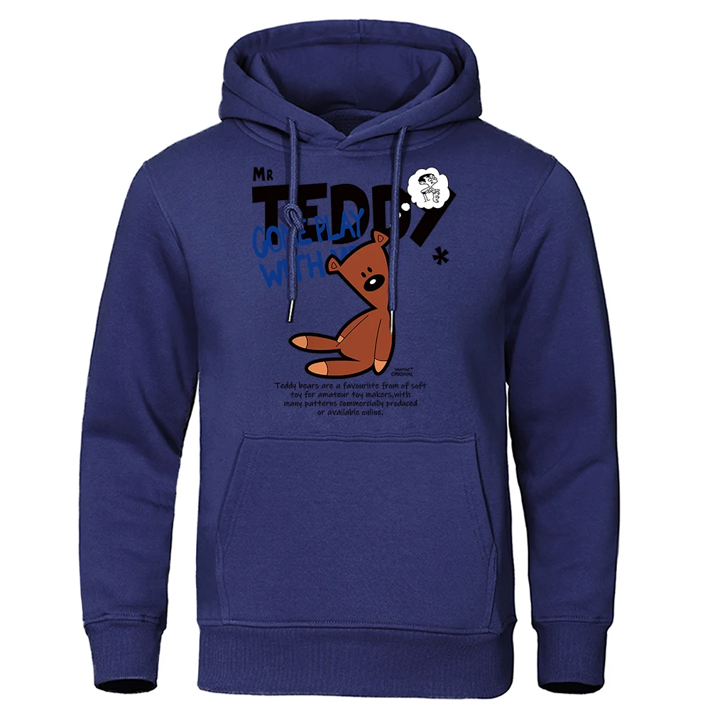 Teddy Come Play Whith Me Printing Men Women Hoodies Fashion Loose Hoody Casual Fleece Sweatshirt Harajuku Casual Mens Sportswear