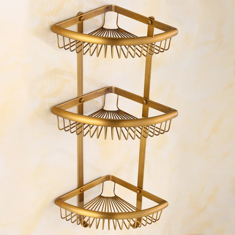 

Латунный держатель для хранения в ванной комнате из розового золота Золотая полка для ванной комнаты Антикварная угловая полка для ванны Настенный серый кухонный держатель для хранения