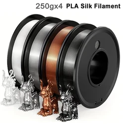 1Kg Silk Copper PLA 3D Filament 1.75mm Spool Wire 3D Printer Material Print Filament pla Silk Silver 3D Printing Filament 250gx4