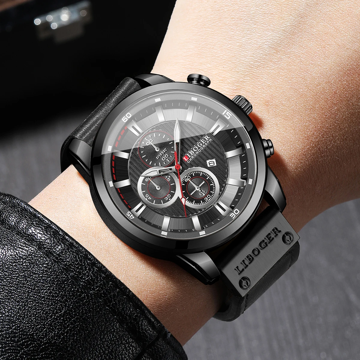 2PCS Fashion Men Calendar Quar - Leather Watch Band Men review and price