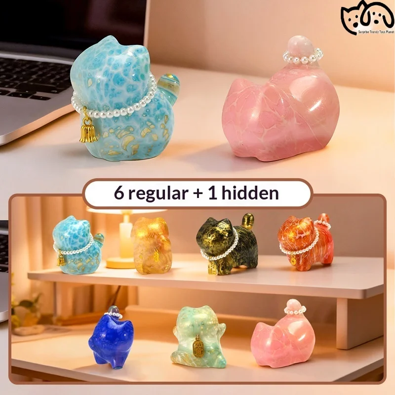

Luxury Gilded Cat Blind Box Resin Cat Figurine Desktop Ornament Home Office Decoration Trendy Collectible Statue Wholesale