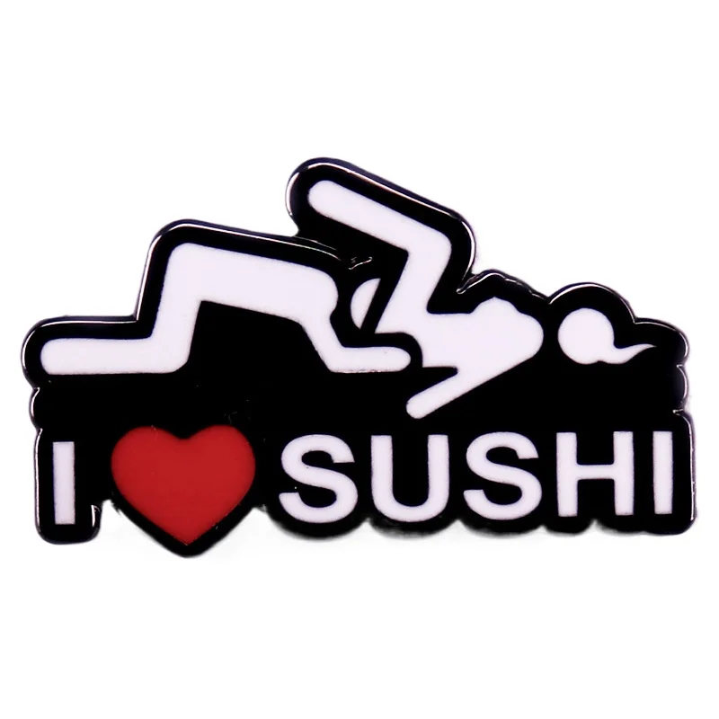 1 ud. Pin de esmalte divertido para amantes del sushi con la frase 'I love SUSHI', bonito broche de meme de comida japonesa, accesorio estético para amantes de la gastronomía, para uso diario y regalos
