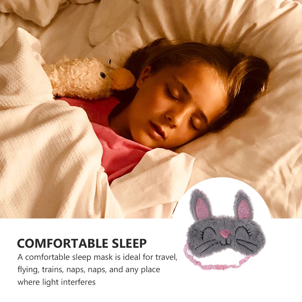 1Pcs Rabbit Design Sleep Eye Mask Soft Lightweight Washable Elastic Band for Women Men Travel Home Hotel Nap Light Blocking