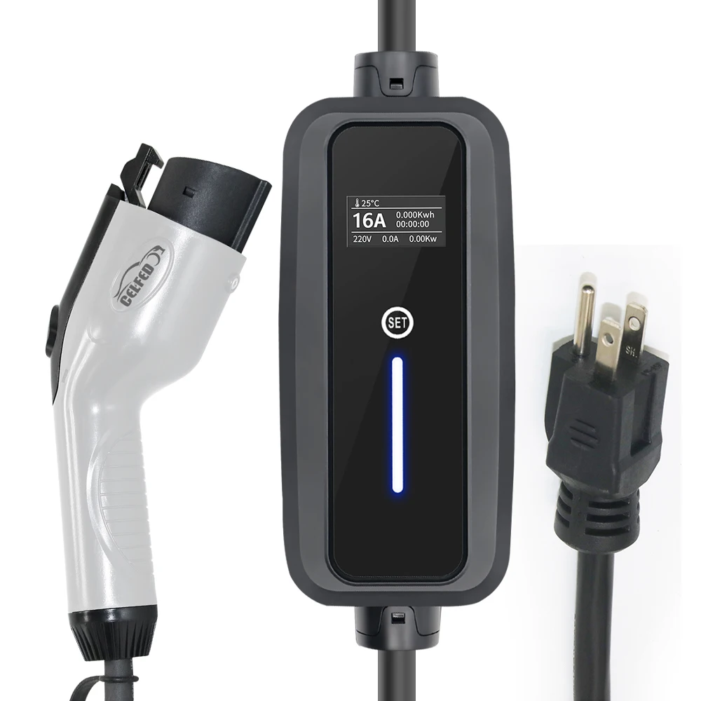 Wallbox Charger 8M 16A 3KW Portable High Quality EV Car Charger Type1 J1772 Plug 1Phase