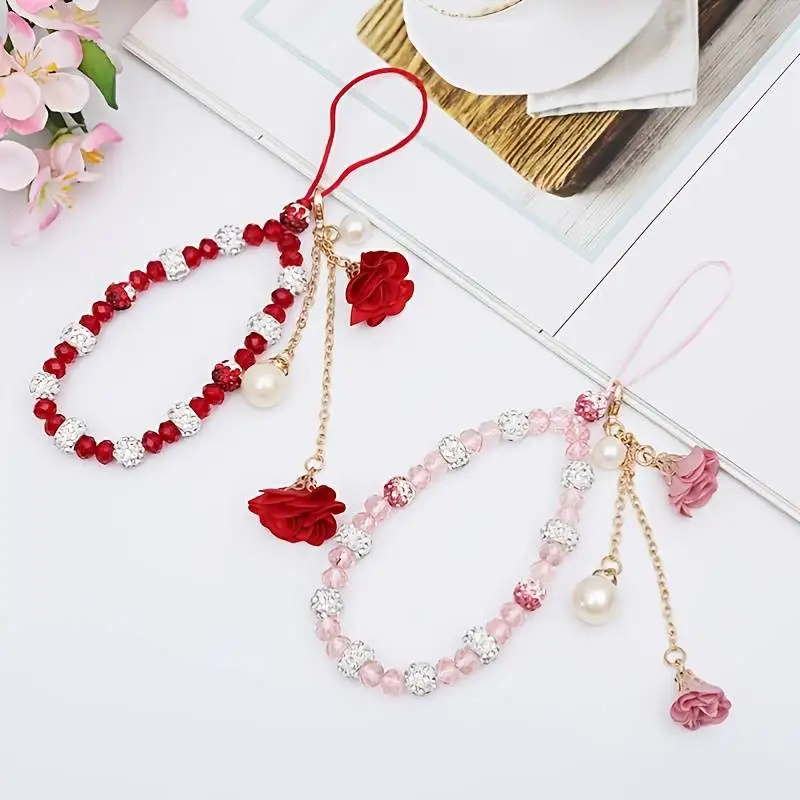 Gorgeous Crystal Flower Lanyard Phone Strap Charm