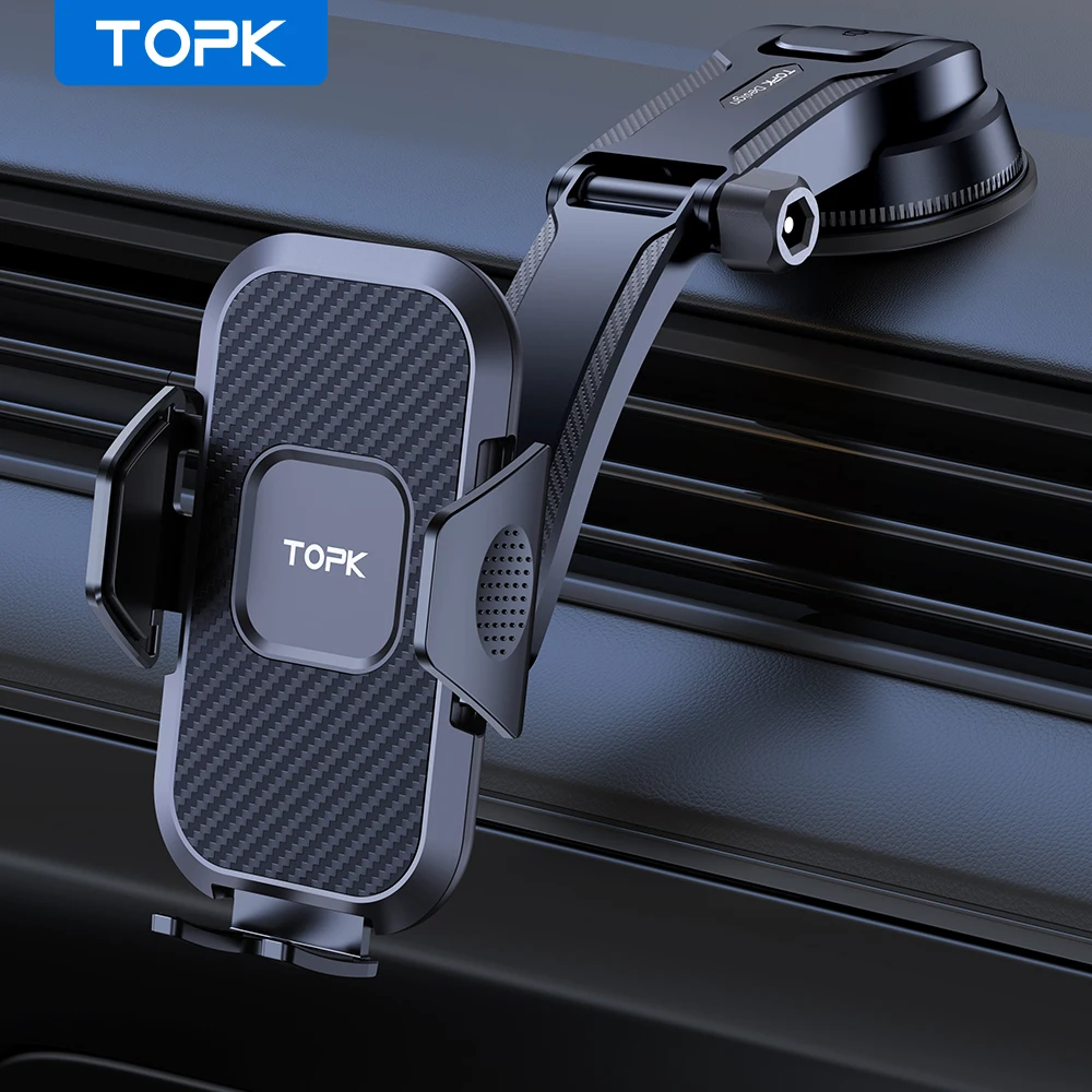 TOPK Universal Car Mount Phone Holder with Suction Cup Base Dashboard Car Cell Phone Stand For iPhone Samsung Google Huawei