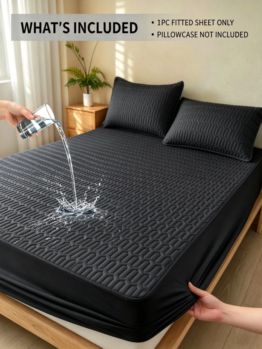 One-piece quilted waterproof mattress protector, excluding pillow and mattress core, soft and comfortable white bedding mattress