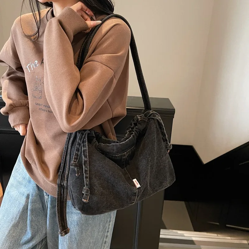 

2025 New Retro Denim Crossbody Bag, Versatile Tote Purse for Women, Fashion Shoulder Handbag, Casual Commuter Office Bag