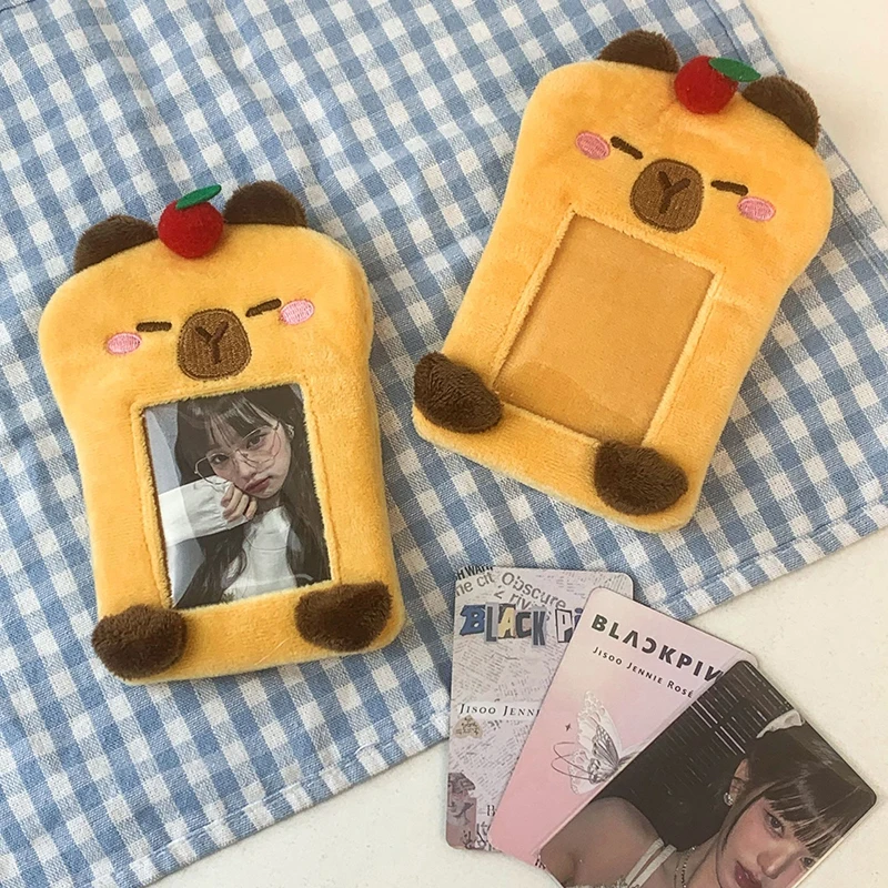 Cute Capybara Plush Card Display Set Ins Meal Card Kpop Photo Card Holder Id Card Protective Small Card Sleeves Photocard Holder