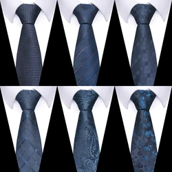 Top Grade Classic Luxury 8 cm Tie Blue Floral Striped Gravatas For Men Suit Accessories Fit Wedding Workplace Birthday Gift