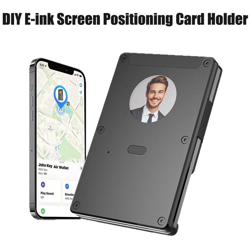 

New Fashion RFID Protection Card Holder Men Women DIY E-ink Screen GPS Wallet Back Pouch ID Credit Case Unisex Travel Purse