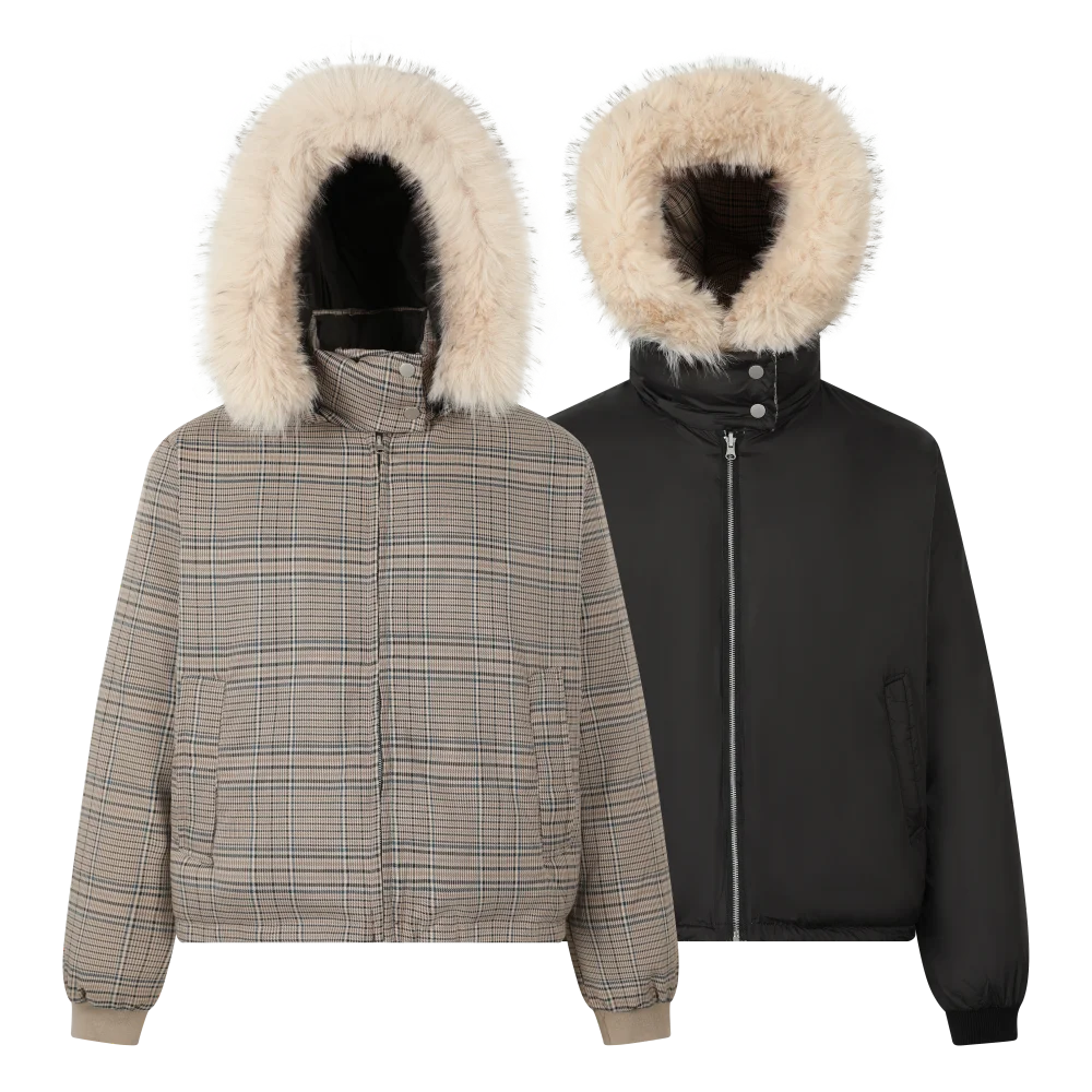 

Winter Puffer Jacket for Women Reversible Women's Demi-season Jacket with Detachable Hood High Quality Padding Coat Winter Women