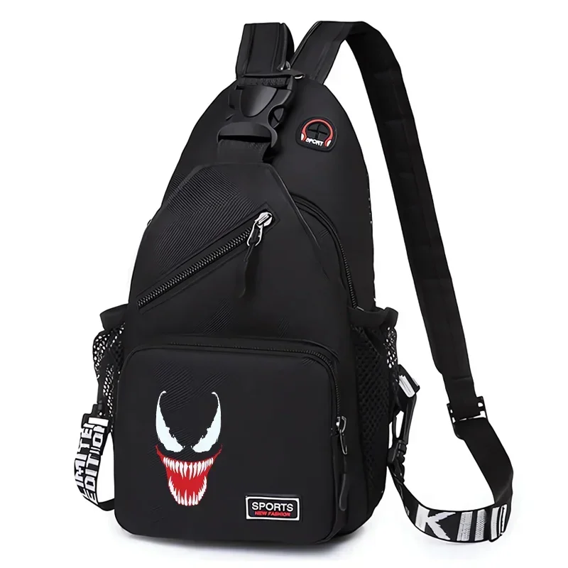 Venom Marvels Chest Bag Men Boys Lightweight Crossbody Pack Multifunctional Sling Backpack Outdoor Children Sports Portable Bags