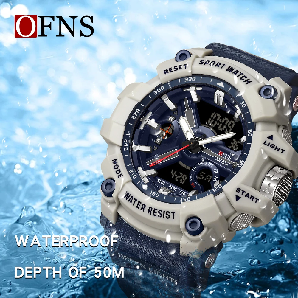 OFNS Electronic Watch Waterproof Fashion Trend 3179 Black Technology Multifunctional Men\'s Watch New Quartz Wristwatch Relogios