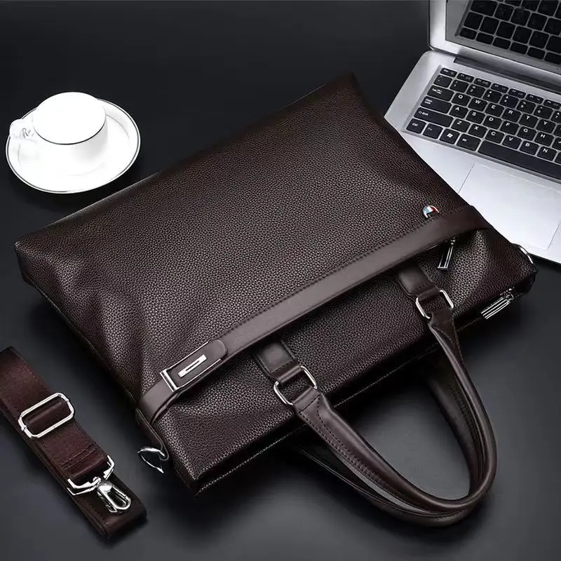 Promotions New Fashion Bag Men Briefcase PU Leather Men Bags Business Brand Male Briefcases Handbags Wholesale High Quality