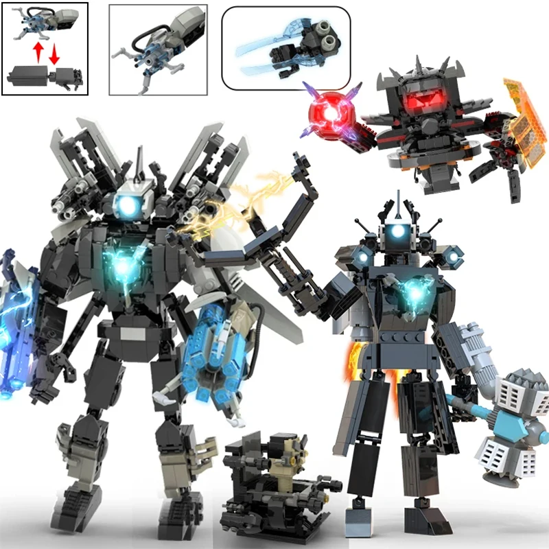 

New Skibidi Toilet builing Blocks Figure Toys Titan TV Man Speakerman Drill Man Clockman2.0 Bricks Toys Gifts for Kids Boys