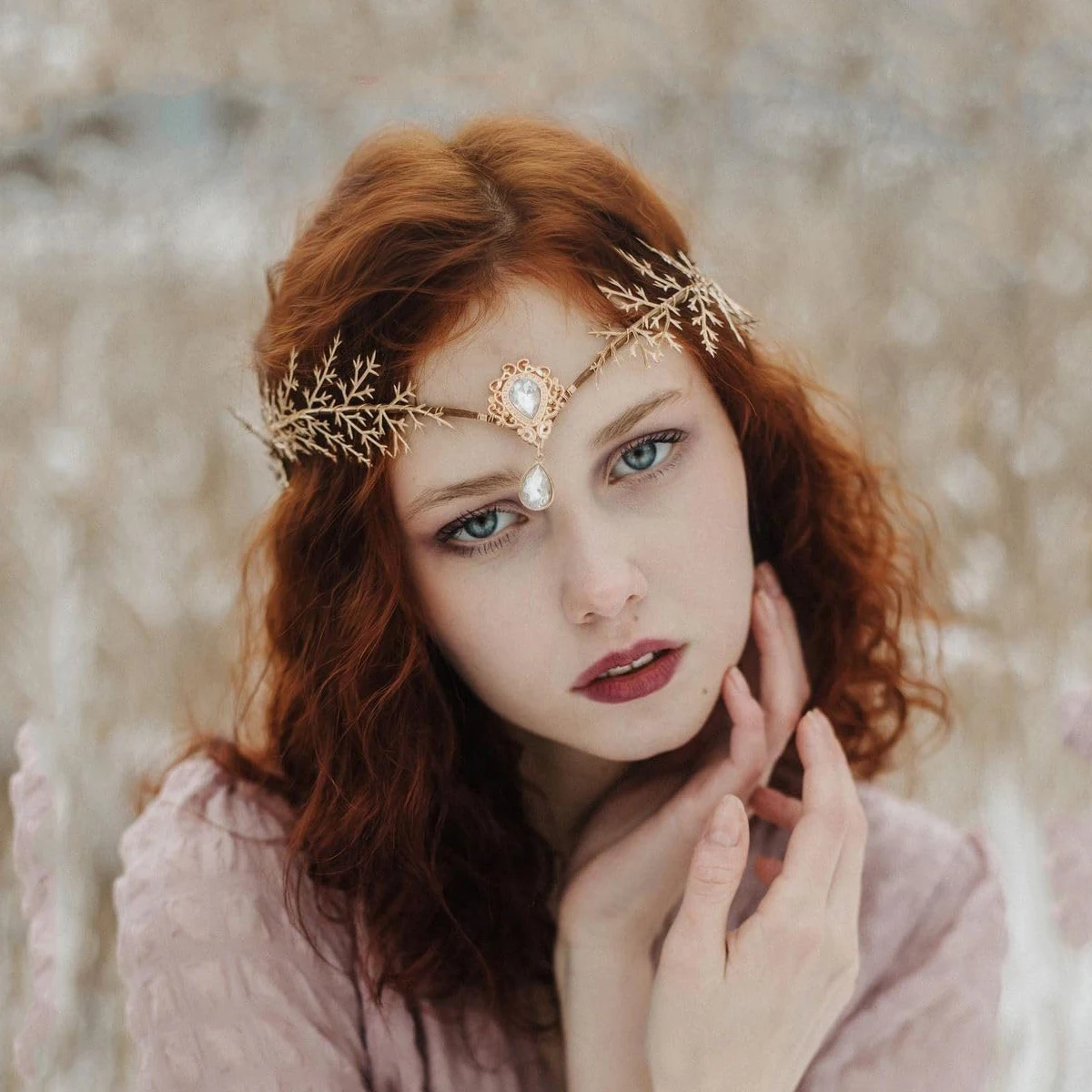 Gold Elf Flower Crown Fairy Floral Headband Woodland Elven Headpiece Renfaire Accessory for Women Renaissance Halloween Cosplay