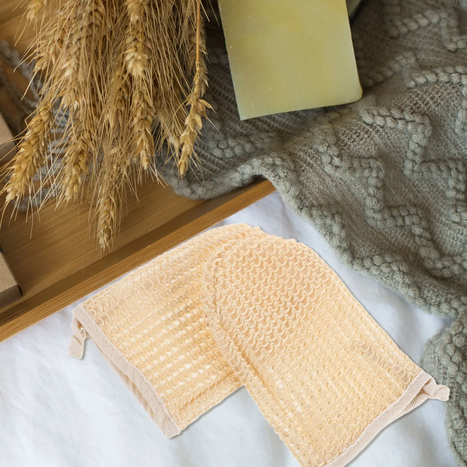 

2 Pcs Sisal Gloves Bathing Body Scrub Mitt Exfoliating Reusable Cleaning Shower Accessories for Men Women Dead Skin