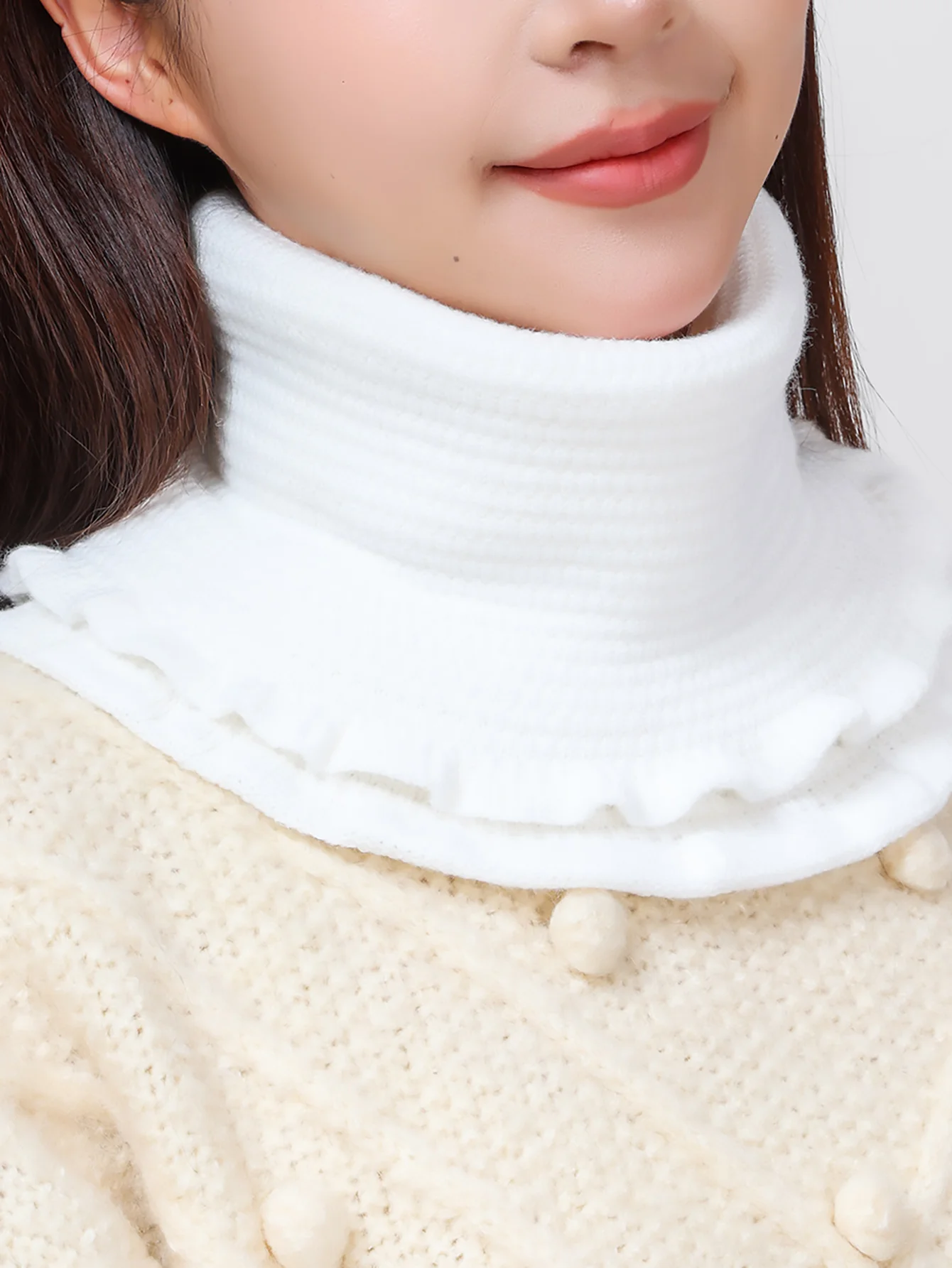 Bufanda de cuello alto de punto para mujer, bufanda cálida a prueba de viento para exteriores, protección para el cuello, moda de invierno