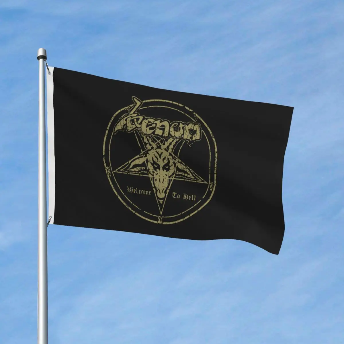 Welcome To Hell 1981 Flag Double Sided Indoor Outdoor Banner Venom Band Metal Logo Album Polyester Hanging Decoration 90x150cm